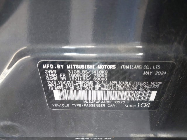 2024 MITSUBISHI MIRAGE G4 ML32FUFJ3RHF10670 Photo 8