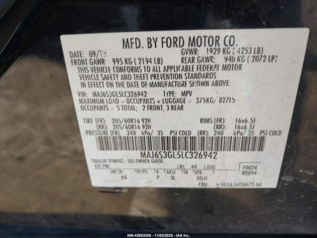 2020 FORD ECOSPORT MAJ6S3GL5LC326942 Photo 8