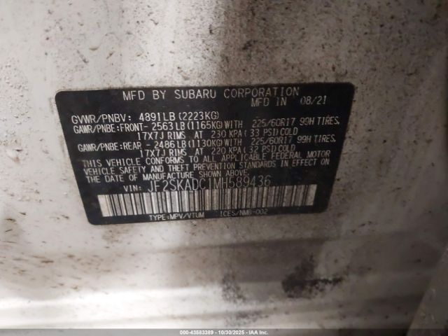 2021 SUBARU FORESTER JF2SKADC1MH589436 Photo 8