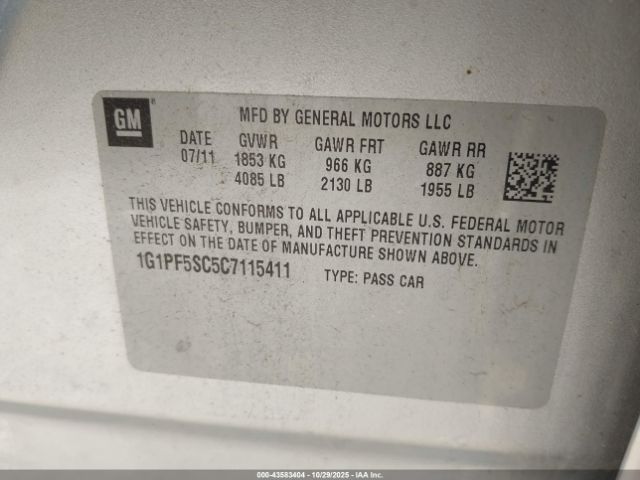 2012 CHEVROLET CRUZE 1G1PF5SC5C7115411 Photo 8