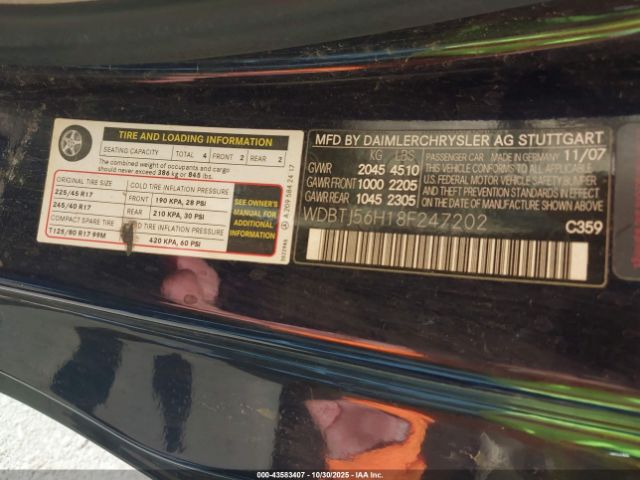 2008 MERCEDES-BENZ CLK 350 WDBTJ56H18F247202 Photo 8