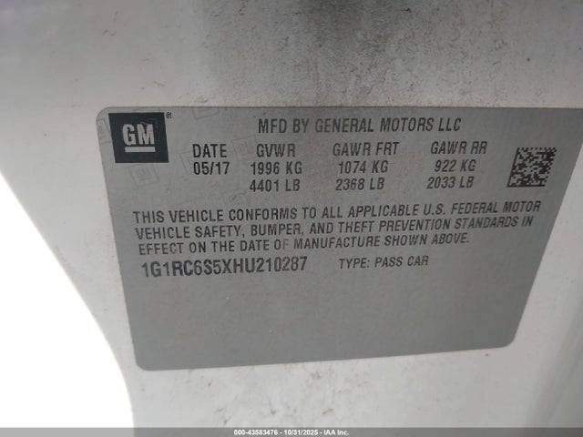 1G1RC6S5XHU210287 Chevrolet VOLT LT
