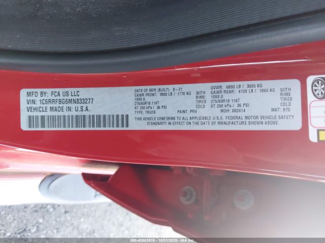 2021 RAM 1500 1C6RRFBG6MN833277 Photo 8