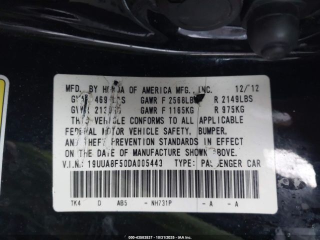 2013 ACURA TL 19UUA8F50DA005443 Photo 8