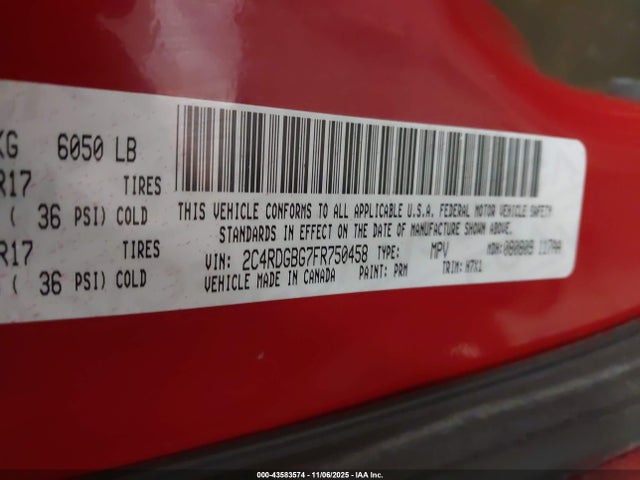 2C4RDGBG4FR615485 Dodge Grand Caravan Se