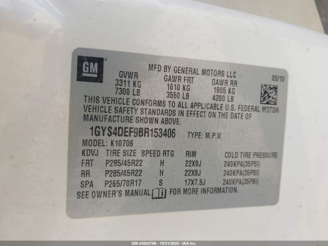 2011 CADILLAC ESCALADE 1GYS4DEF9BR153406 Photo 8