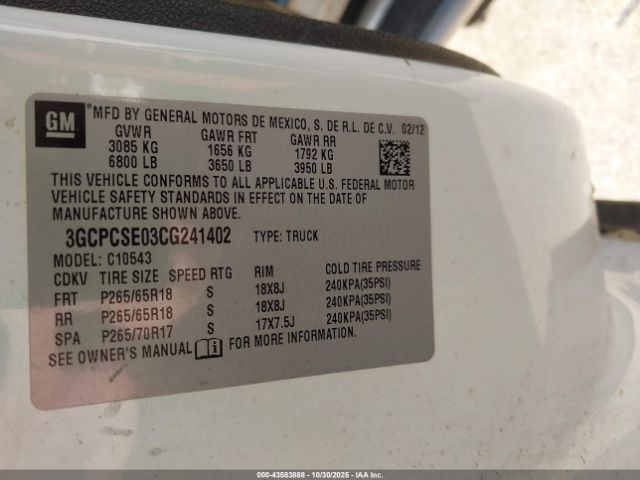 2012 CHEVROLET SILVERADO 1500 3GCPCSE03CG241402 Photo 8