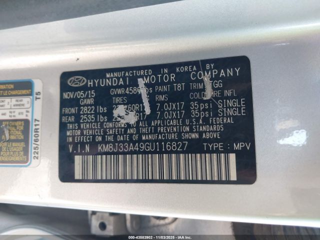 2016 HYUNDAI TUCSON KM8J33A49GU116827 Photo 8