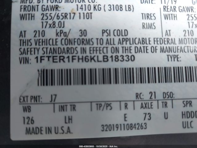 2019 FORD RANGER 1FTER1FH6KLB18330 Photo 8