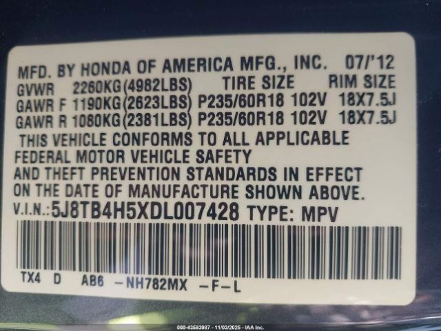 2013 ACURA RDX 5J8TB4H5XDL007428 Photo 8