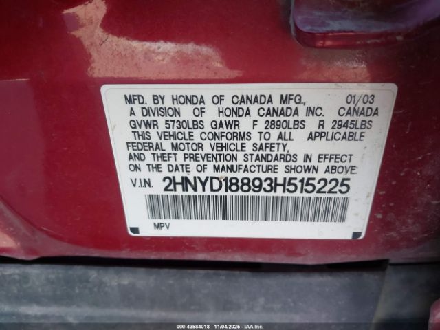 2003 ACURA MDX 2HNYD18893H515225 Photo 8
