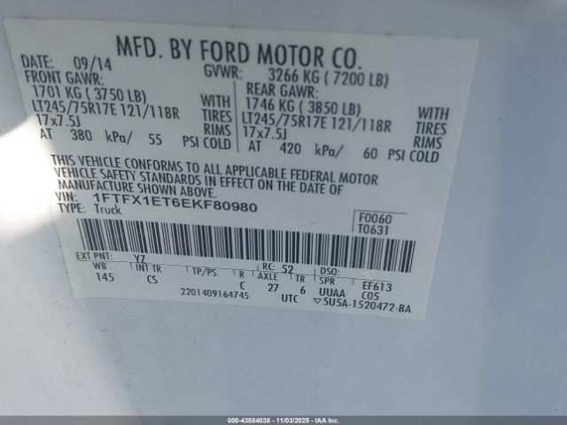 2014 FORD F-150 1FTFX1ET6EKF80980 Photo 8