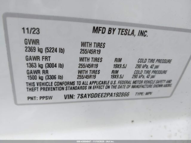 2023 TESLA MODEL Y 7SAYGDEE2PA192866 Photo 8