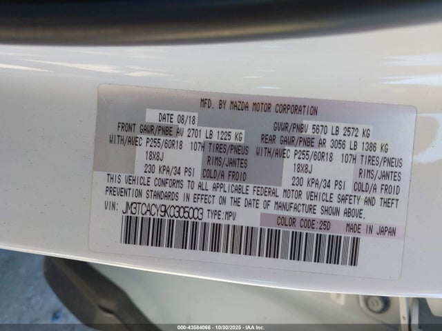 Mazda Cx-9 Touring 2019 JM3TCACY9K0305003 Image 9