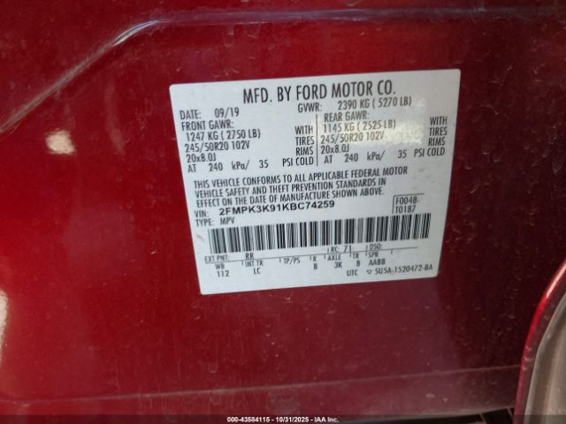 2019 FORD EDGE 2FMPK3K91KBC74259 Photo 8