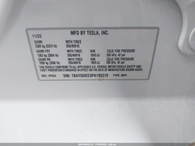 2023 TESLA MODEL Y 7SAYGDEE3PA195310 Photo 8