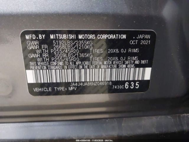 2022 MITSUBISHI OUTLANDER JA4J4UA86NZ046918 Photo 8