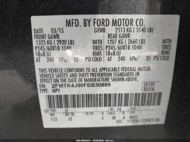 2015 FORD EDGE 2FMTK4J90FBB30889 Photo 8
