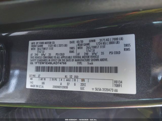 2020 FORD F-150 1FTEW1E49LKD74766 Photo 8