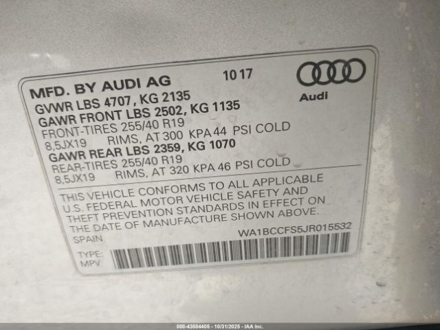 2018 AUDI Q3 WA1BCCFS5JR015532 Photo 8