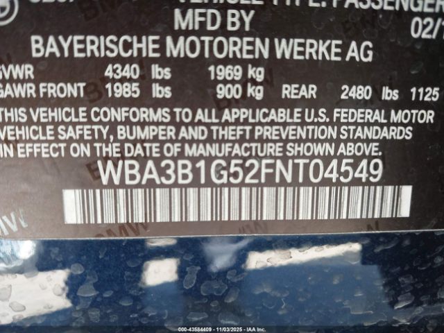 2015 BMW 320I WBA3B1G52FNT04549 Photo 8