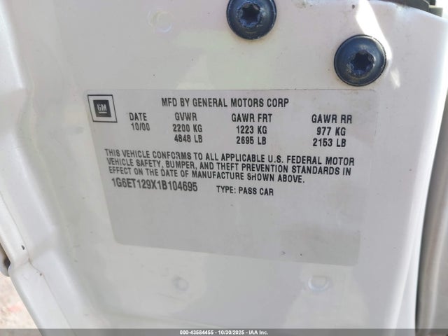 2001 CADILLAC ELDORADO 1G6ET129X1B104695 Photo 8