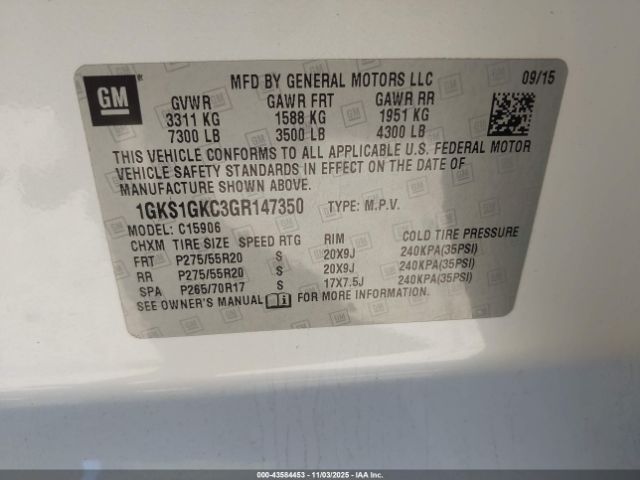 2016 GMC YUKON XL 1GKS1GKC3GR147350 Photo 8