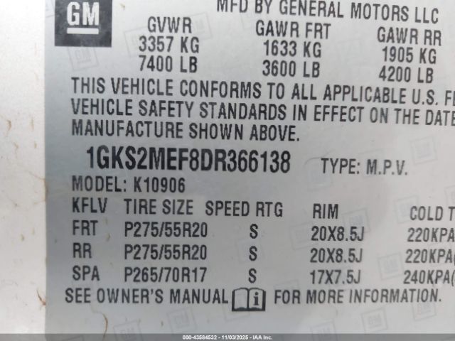 2013 GMC YUKON XL 1500 1GKS2MEF8DR366138 Photo 8