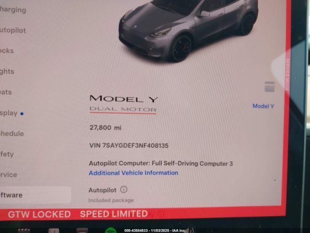 2022 TESLA MODEL Y 7SAYGDEF3NF408135 Photo 6