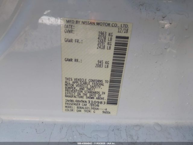 2019 NISSAN ALTIMA 1N4BL4BV9KN310983 Photo 8