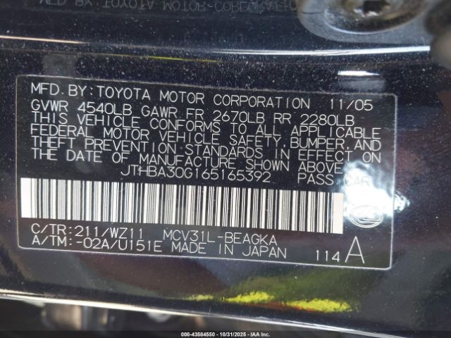 2006 LEXUS ES 330 JTHBA30G165165392 Photo 8