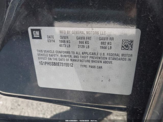 2014 CHEVROLET CRUZE 1G1PH5SB8E7315512 Photo 8