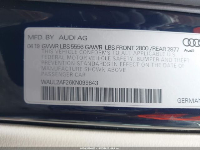 2019 AUDI A6 WAUL2AF26KN099643 Photo 8