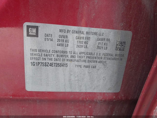 2014 CHEVROLET CRUZE 1G1P75SZ4E7268415 Photo 8