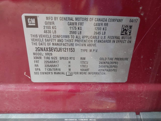 Chevrolet EQUINOX LT 2018 2GNAXSEV3J6121153 Image 9