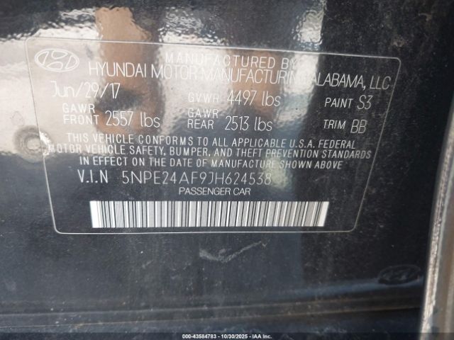 2018 HYUNDAI SONATA 5NPE24AF9JH624538 Photo 8