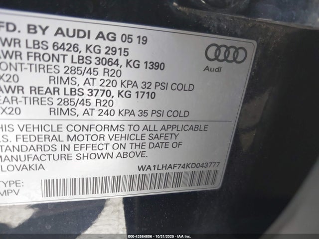 2019 AUDI Q7 WA1LHAF74KD043777 Photo 8