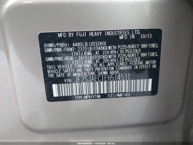 JF2SJAEC1EH514531 Subaru Forester 2.5i Premium