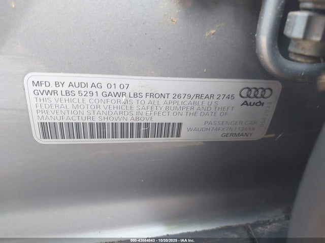 2007 AUDI A6 WAUDH74FX7N113658 Photo 8