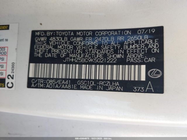 2019 LEXUS RC 350 JTHHZ5BC9K5021222 Photo 8