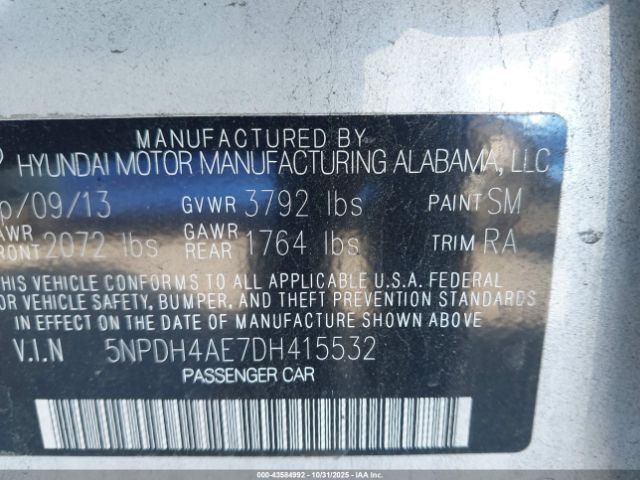 2013 HYUNDAI ELANTRA 5NPDH4AE7DH415532 Photo 8