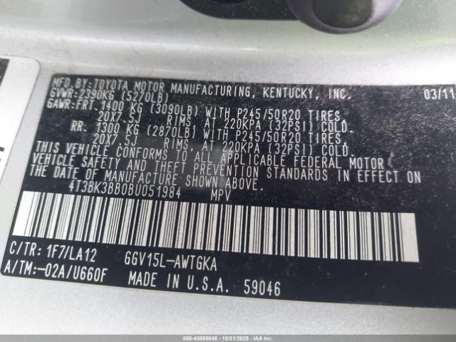 2011 TOYOTA VENZA 4T3BK3BB0BU051984 Photo 8