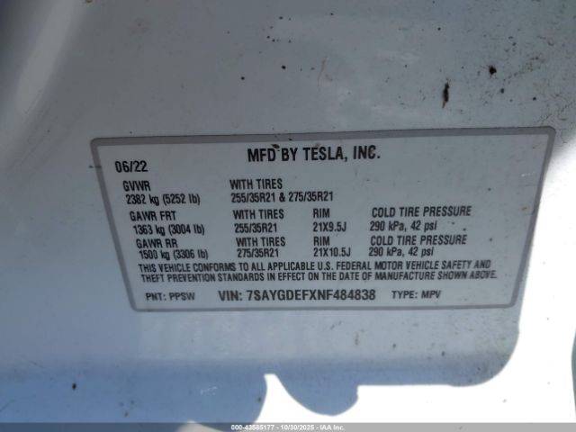 2022 TESLA MODEL Y 7SAYGDEFXNF484838 Photo 8