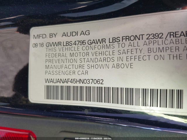 2017 AUDI A4 WAUANAF45HN037062 Photo 8