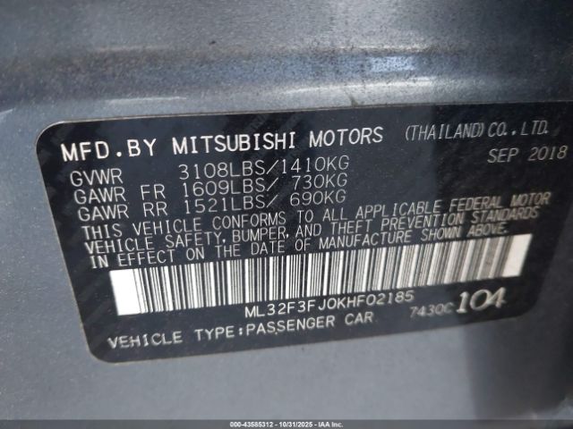 2019 MITSUBISHI MIRAGE G4 ML32F3FJ0KHF02185 Photo 8