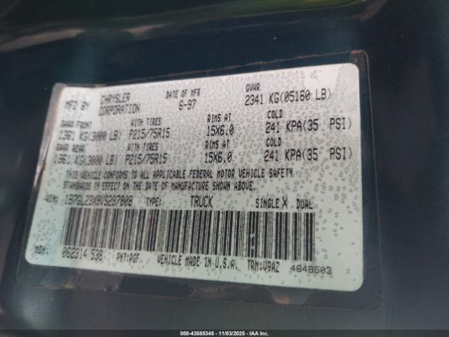 1997 DODGE DAKOTA 1B7GL23X9VS297808 Photo 8