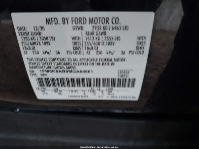 2021 FORD POLICE INTERCEPTOR UTILITY 1FM5K8AB8MGA64861 Photo 8