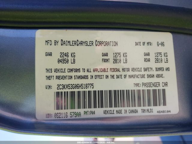 2006 CHRYSLER 300 2C3KA53G06H518775 Photo 8