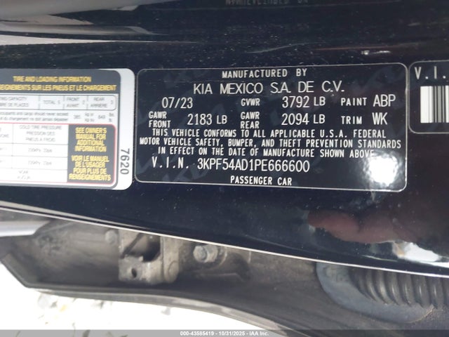 Aukcja sprzedaży 2023 Kia Forte Gt-line, vin: 3KPF54AD1PE666600, numer aukcji: 43585419