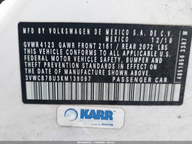 2019 VOLKSWAGEN JETTA 3VWCB7BU3KM139097 Photo 8